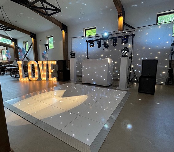 Wedding reception entertainment set up by Exeters Elite in Exeter